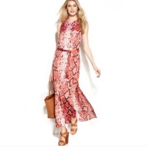 NWT Michael Kors red snake print maxi dress
